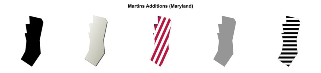 Fototapeta premium Martins Additions (Maryland) blank outline map set