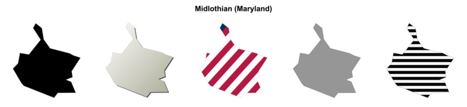 Midlothian (Maryland) blank outline map set