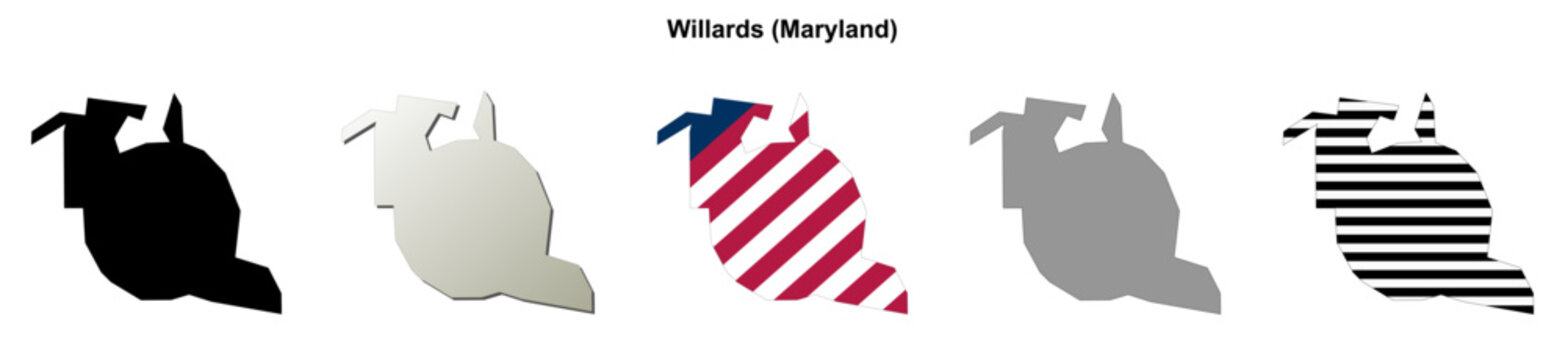 Willards (Maryland) blank outline map set