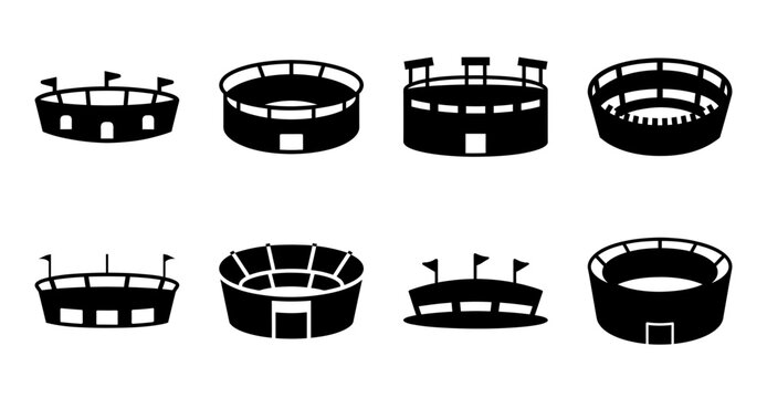 Modern stadium seating vector illustrations - Six unique vector illustrations of stadium seating with different angles and styles for design projects.