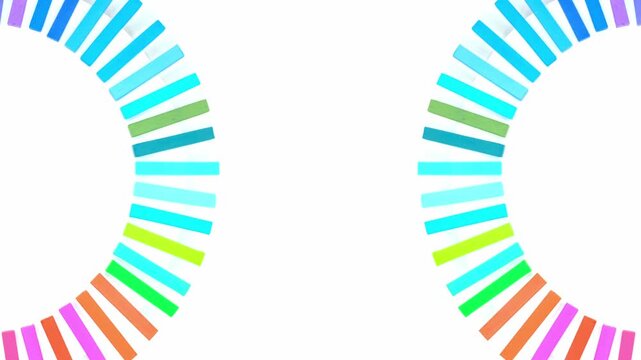 multicolored chalks rotating on white background