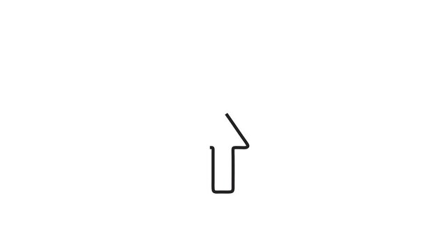 Black Cloud Upload Outline Icon Animation Line Drawing Reveal and Outro Repeated Cycle Loop - Transparent Background Alpha Channel Included