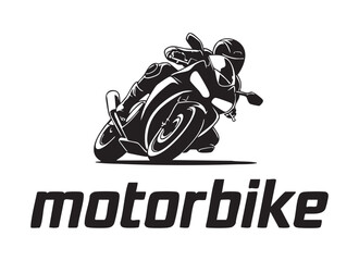 Motorbike rider on racing motorcycle, sport motorcycle logo, flat style rider with motorbike. © Maruf