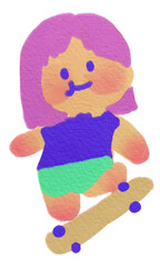 Skateboard Girl Watercolor Illustration for Youth Sports Character Clipart Bundle