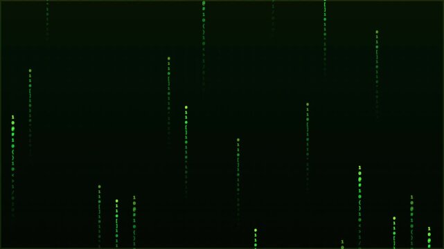 high tech binary symbol rain green screen