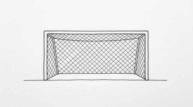 Minimalist line drawing of a soccer goal net.