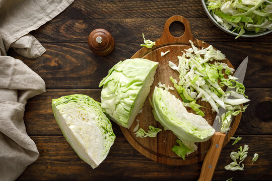 Cabbage cut and shredded. Fresh raw white chopped Cabbage