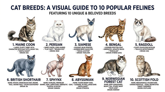 Cat Breeds Educational Identification Poster