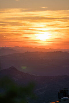sunset in the mountains, vertical photo
