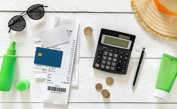Vacation Budget Planning With Receipts Card Calculator
