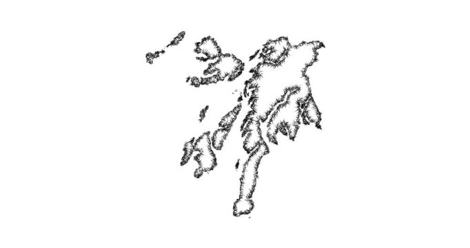 Sketch Argyll and Bute outline map animation - smooth progressive reveal