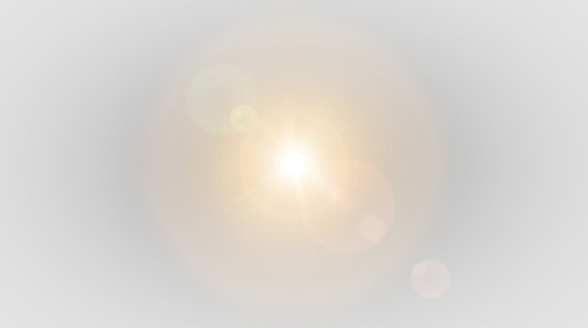 bright orange lens flare effect with light rays and glowing circles on black background