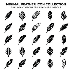 Minimal feather icon collection elegant geometric symbols with ornament © Saharima