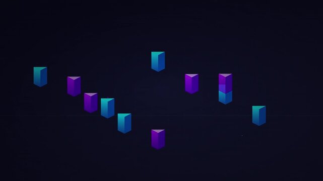 isometric city tech grid vector animation background