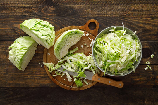 Cabbage cut and shredded. Fresh raw white chopped Cabbage