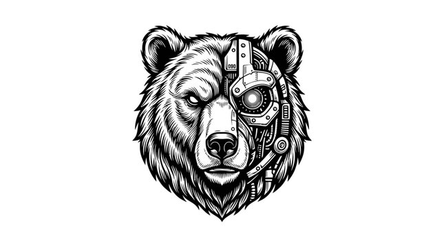 Mechanical Bear Head with Robotic Eye.