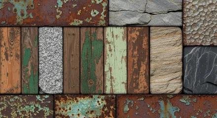 Vintage Texture Collage of Rust, Wood, and Stone © stockphoto02