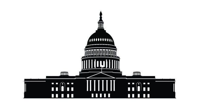 United states capitol building silhouette on transparent background