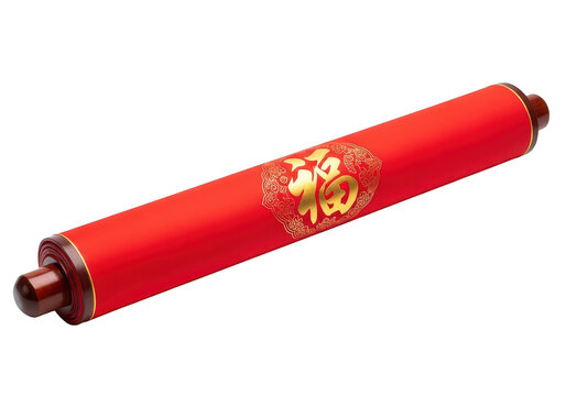 Ornate golden dragon emblem on a red scroll case