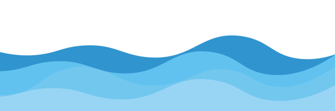 Blue wavy water splash shapes, ocean waves, landscape water ripples for background, water surface, sea graphic pattern. modern vector.