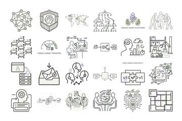 Obraz premium Design Elements in Line Art Style or Professional Business Illustrations