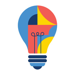 Creative lightbulb symbol with colorful geometric abstract patterns © Dawnside Graphic
