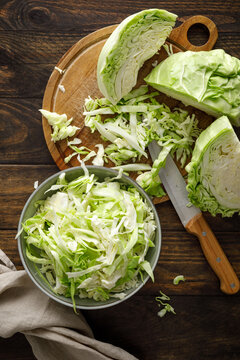 Cabbage cut and shredded. Fresh raw white chopped Cabbage