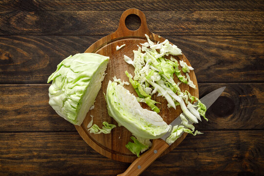 Cabbage cut and shredded. Fresh raw white chopped Cabbage