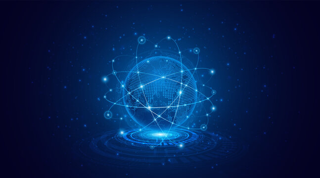 Concept of global network connection. World map. Modern internet network connection technology. High speed internet or fast wireless data transmission.