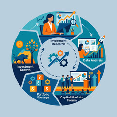Naklejka premium Comprehensive Business Growth and Financial Strategy Cycle Illustration
