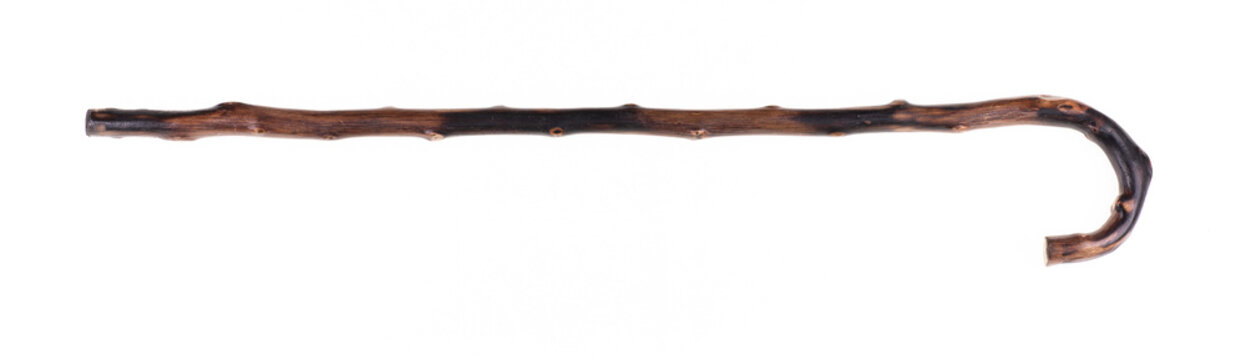 Rattan walking stick isolated on white background