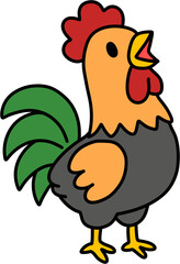 Cute Rooster Cartoon Illustration © Joyli Studio