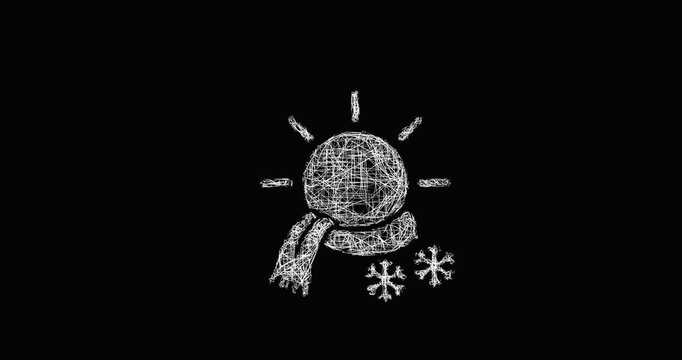 Sketch winter sun icon animation - smooth progressive reveal