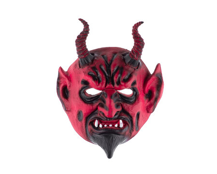 Red devil mask isolated on white background