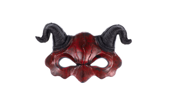 Red devil mask isolated on white background