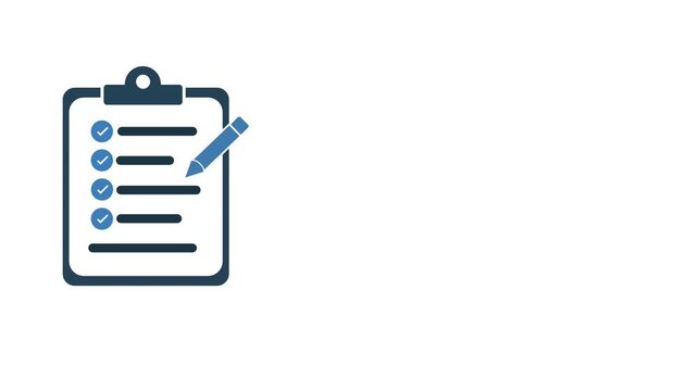 checklist animated icon, Task List is Marked Complete. Motion icon of a clipboard features a check mark, checklist board list