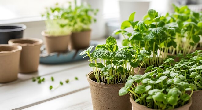 Potted plants on a table indoors.