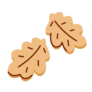 Oak leaf gingerbread cookies, autumn baking for Thanksgiving Day, homemade honey-cake
