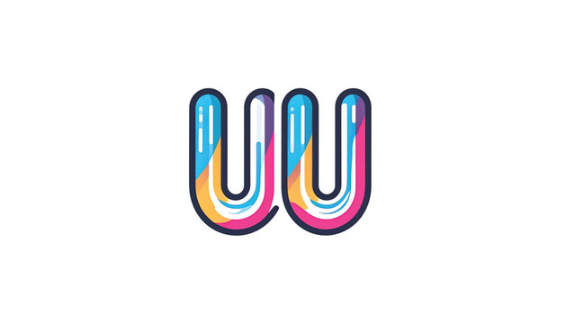 Double U shape colorful logo symbol.
