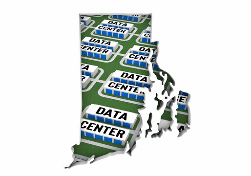 Rhode Island RI Map Data Centers Building Development State Law Ban Regulation 3d Illustration
