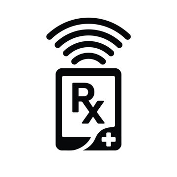 Black rx prescription symbol with wifi signal