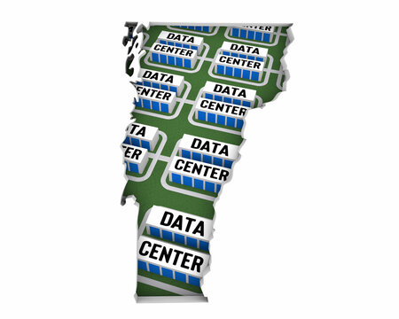 Vermont VT Map Data Centers Building Development State Law Ban Regulation 3d Illustration
