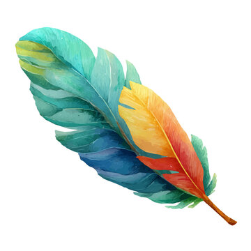 Parrots Feather, watercolor illustration isolated on white background