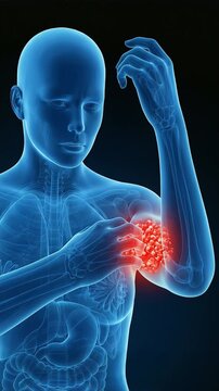 A CG video depicting itching, eczema, and allergic symptoms on the wrists and backs of the hands.