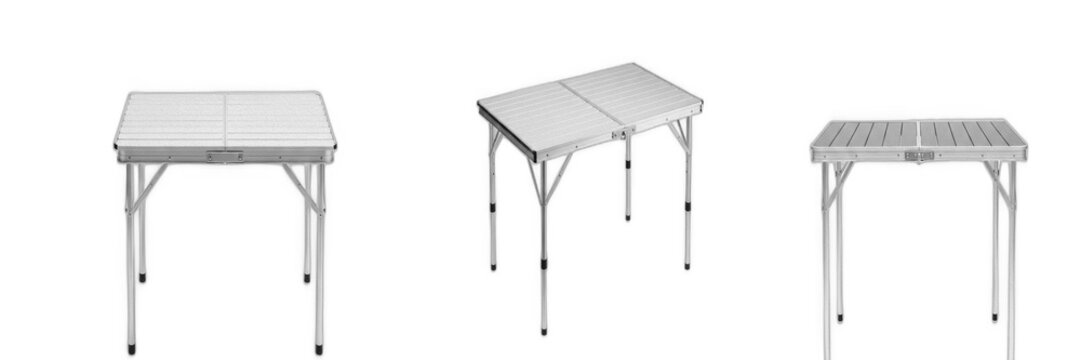 Folding Camping Table Set PNG, Transparent Background Portable Aluminum Desk Clipart, Isolated Outdoor Picnic Furniture Illustration, Lightweight Folding Table Graphic Element, Camp Equipment Clip Art