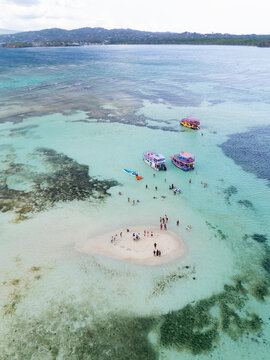 Aerial View of Buccoo Reef Lagoon and Sandbank Tobago