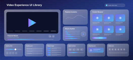 Video streaming ui dashboard displaying playback analytics and media library © marikova