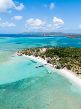 Drone Shot of Sandy Beach and Turquoise Lagoon Tobago