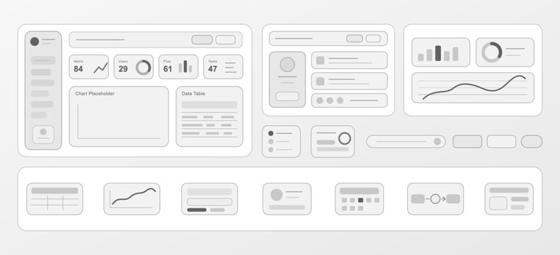User interface design wireframe kit elements