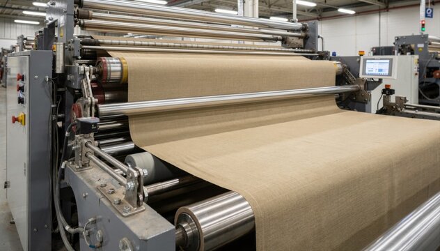 Mechanical preshrink continuous unit in action on chinos fabric highlighting automated tension control and fabric stability for durable perfectly shrunken woven materials.